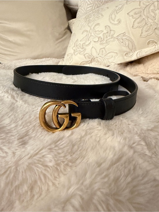 Gucci Accessories - Gucci Black Leather Belt with Gold Buckle size 28 inches